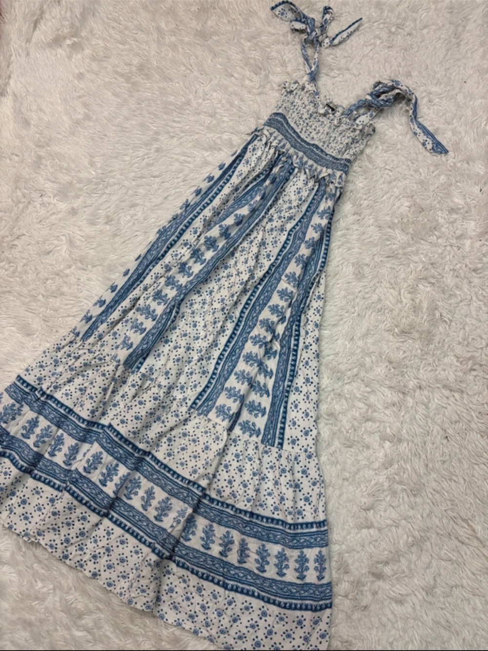 Zara blue and white printed midi dress